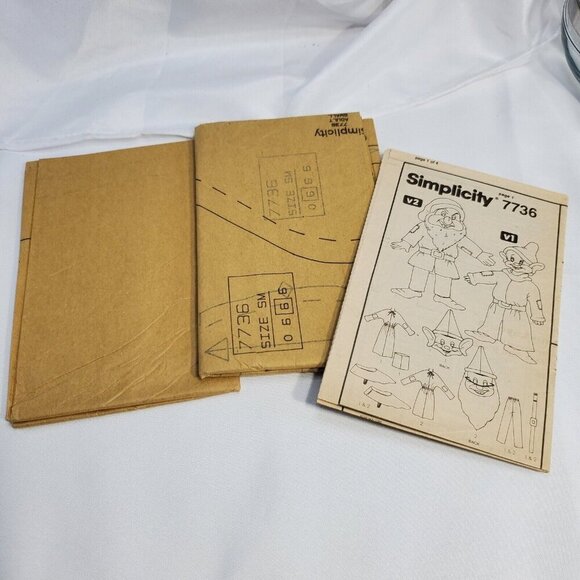 Simplicity Disney Dopey & Grumpy Dwarf Costume Pattern 7736-Uncut- Adult Size SM - Picture 7 of 7